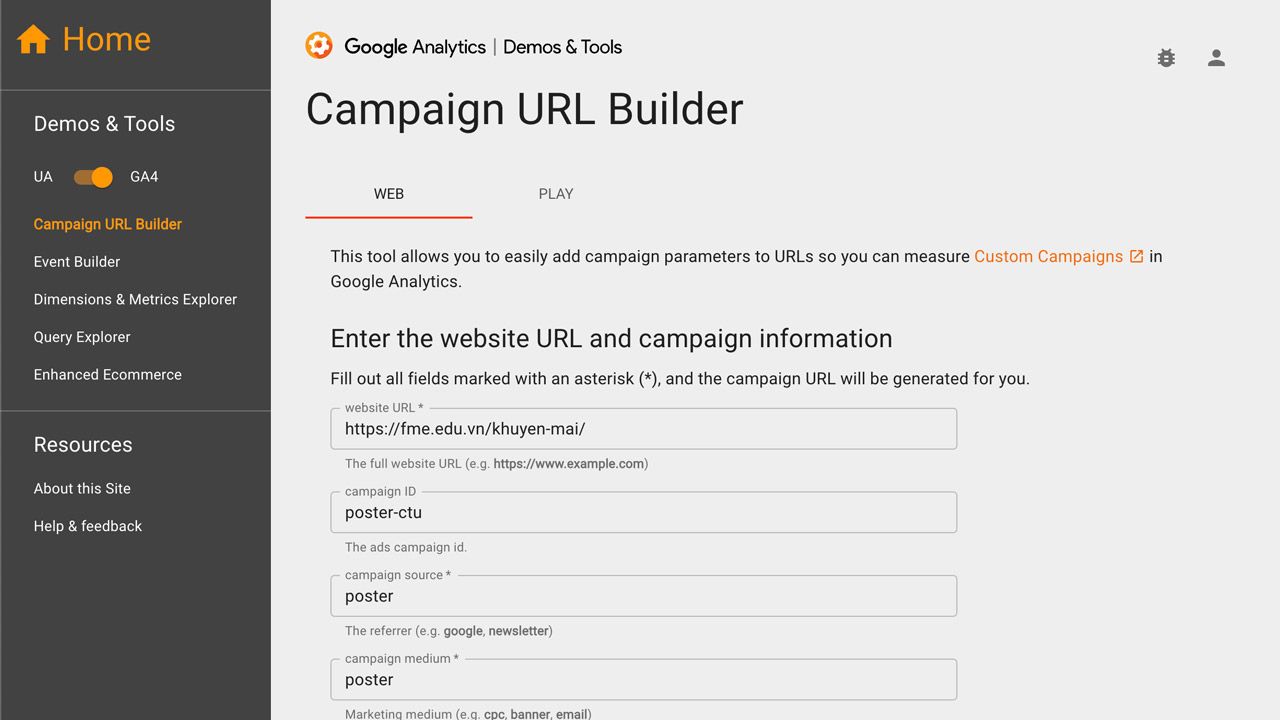 Hướng dẫn tạo Google Campaign URL Builder